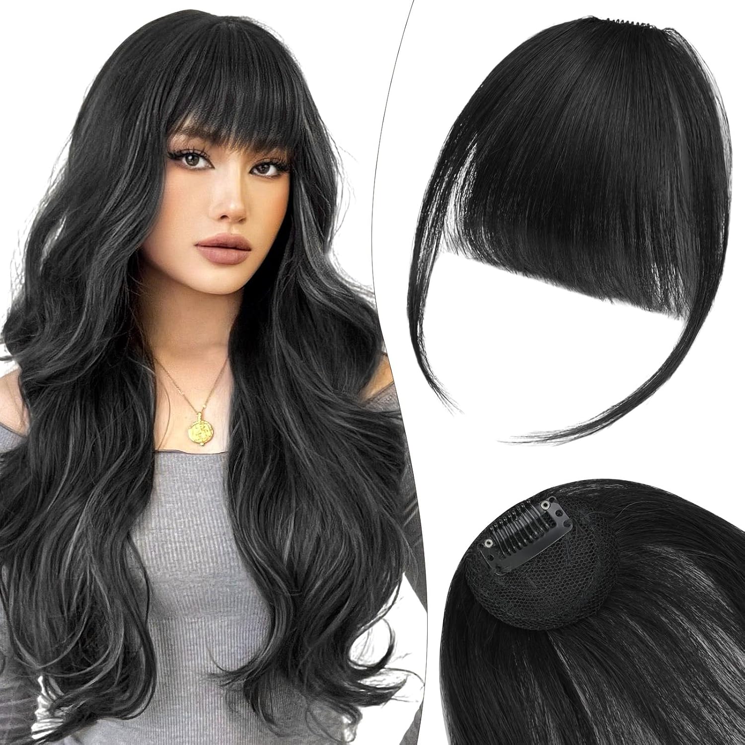 Extension de cheveux - frange à clip - femme - noir - Bangs Neat