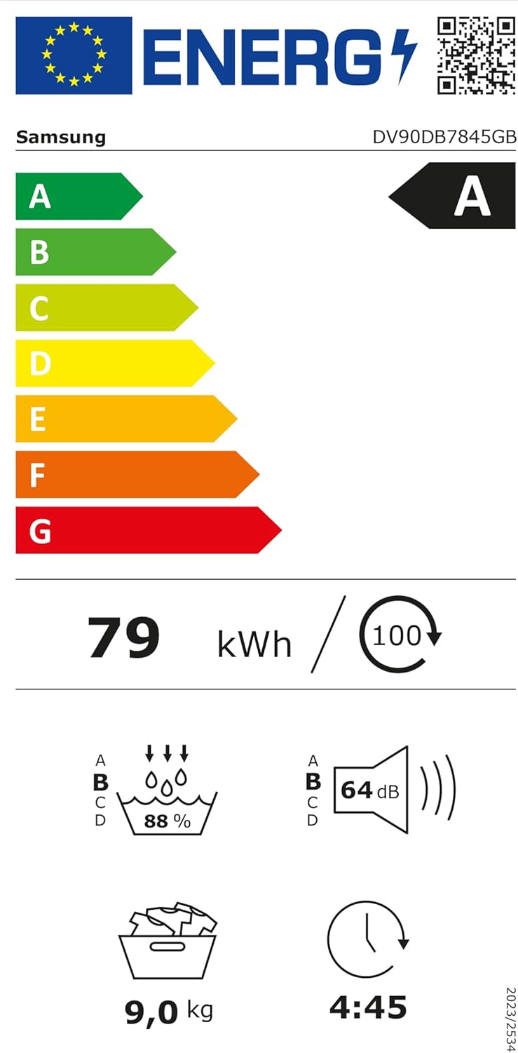Sèche-linge frontal 9kg, inverter, WiFi, noir, ASCIUG.C/FRONT