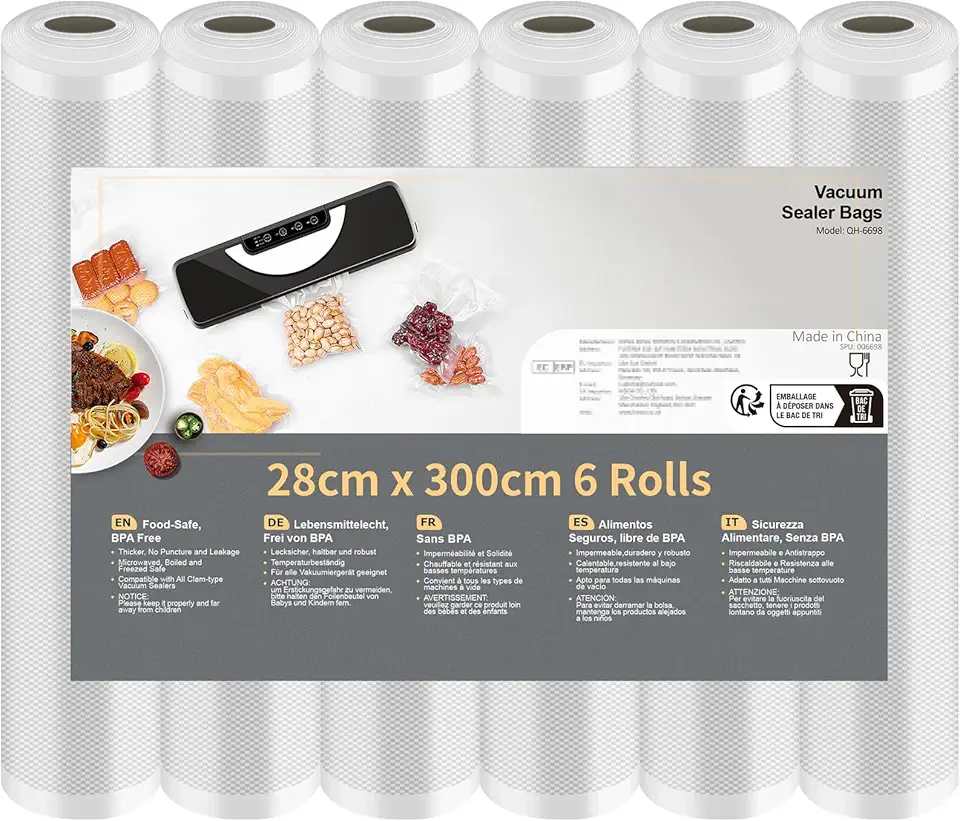 Rouleau sous vide alimentaire - 6 rouleaux 28x300cm - film sans BPA