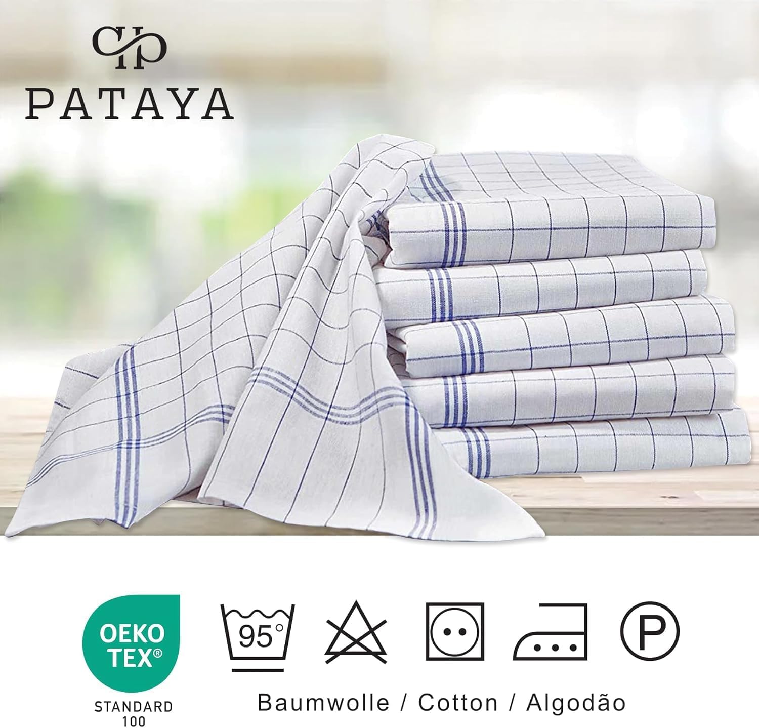 Pataya - Torchons de cuisine série professionnelle - 50x70 cm - 100% coton bleu super absorbant, lot de 20