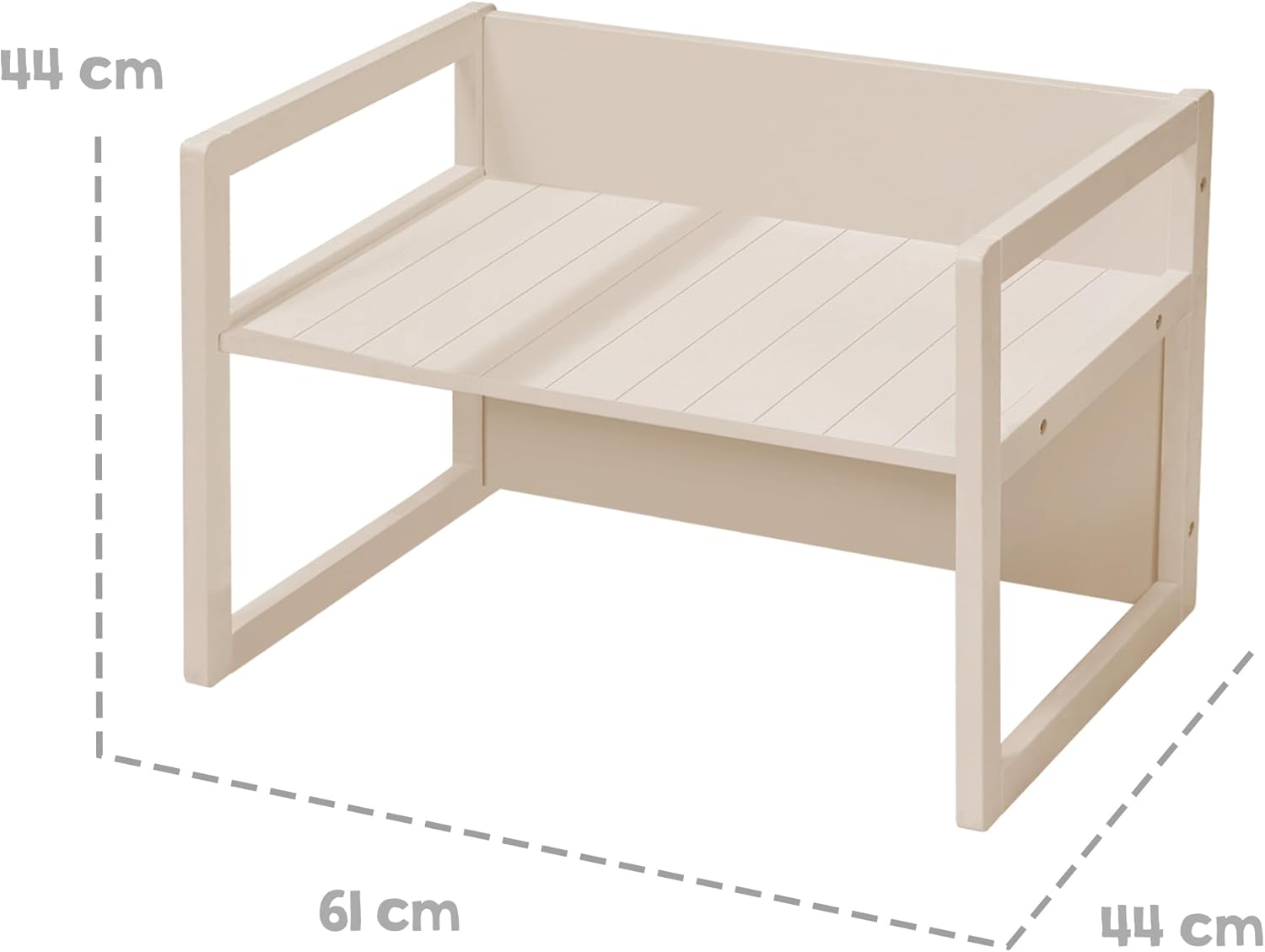 roba - Banc Enfant 2en1 réglable, 57x44 cm, convertible table/bureau, 60 kg, beige