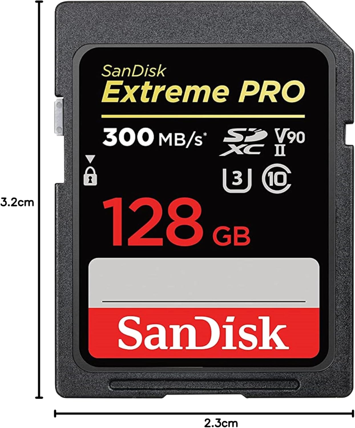 SanDisk - Extreme PRO série - 128 Go - SDXC, V90, UHS-II, 300 Mo/s, 8K, SDXC128GP