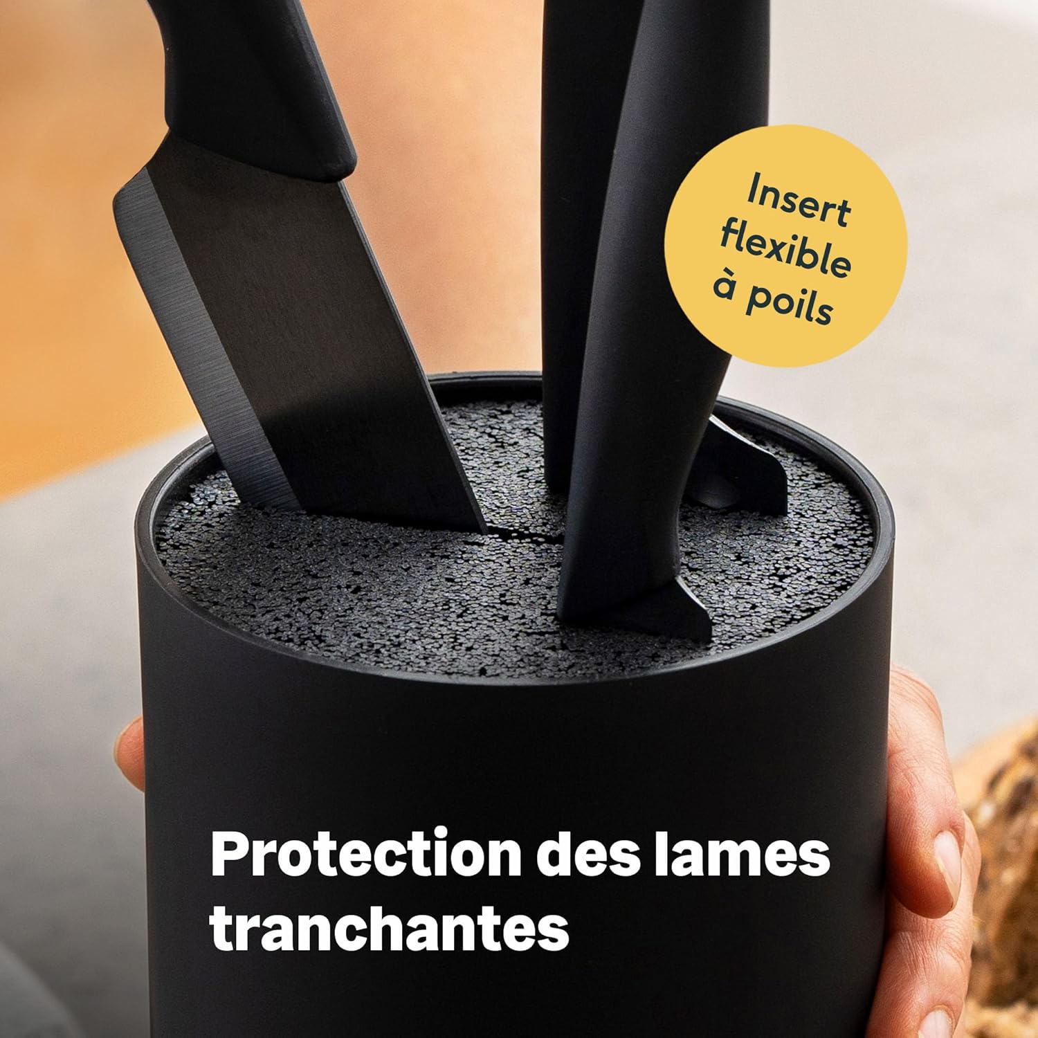 SILBERTHAL - Bloc couteaux universel inox noir, 7-10 pièces, inserts protecteurs