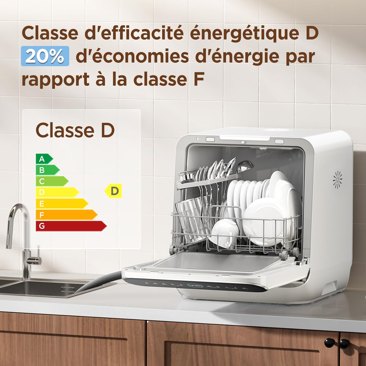 Comfee' - lave-vaisselle 3 couverts, 7 programmes, écran LED, MFD42S110W-IT