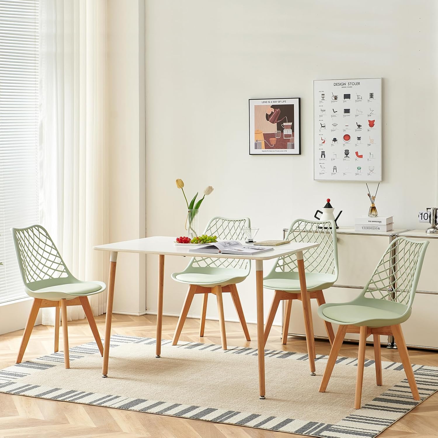 EGGREE - chaises scandinaves creusées - bois hêtre, coussin, lot de 4, testées SGS