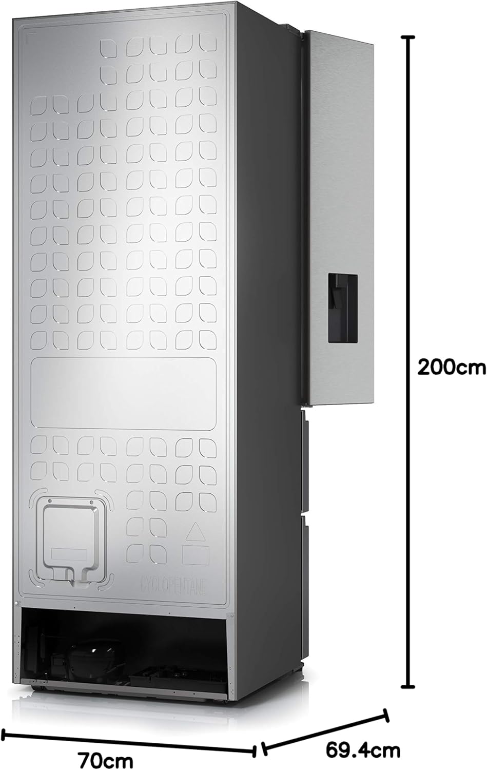 Hisense - réfrigérateur French Door - 200 cm - NoFrost, 336L/149L, distributeur d'eau, 38 dB - RF632N4WIE