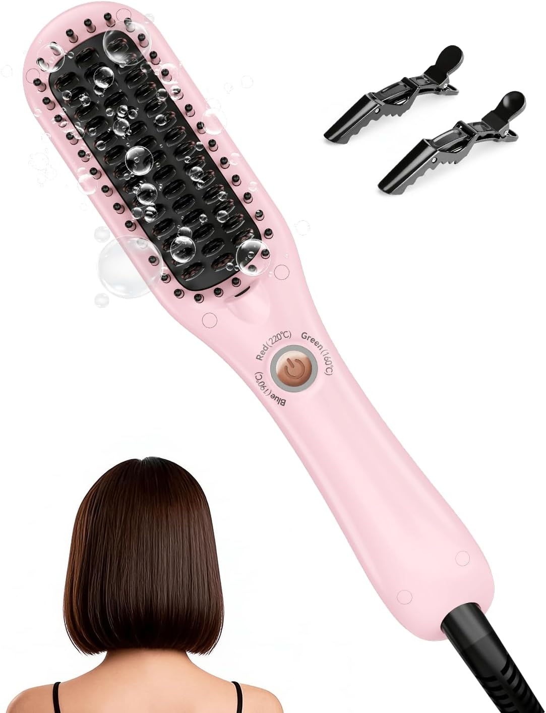 LANDOT - Mini Brosse Lissante 2en1 - compacte - idéale courts à mi-longs, voyage