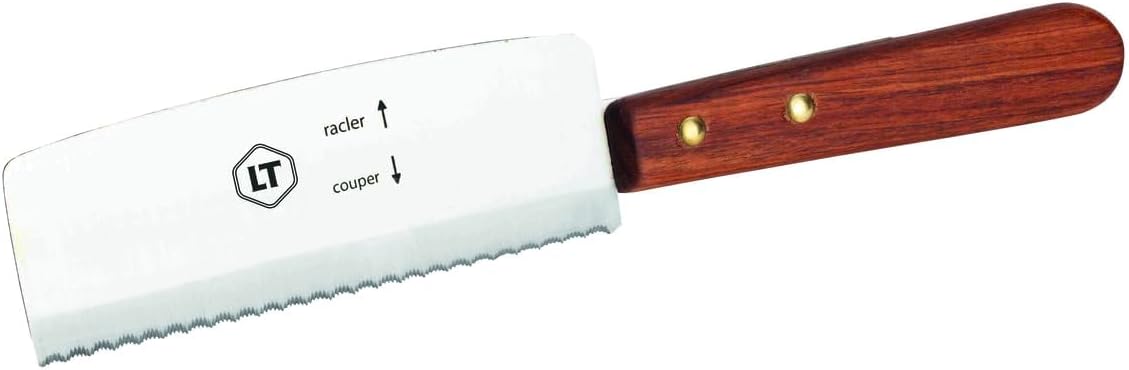 Louis Tellier - Couteau raclette bois/inox - 24,5x1,5x4,5 cm - côté coupe et raclette