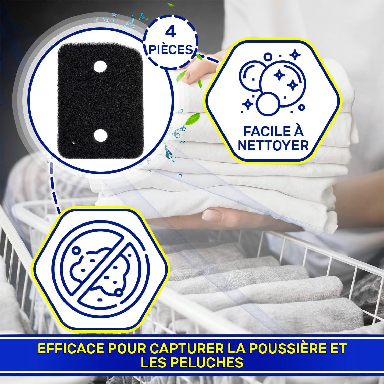 Filtre sèche-linge universel - lot de 4 - lavable et réutilisable