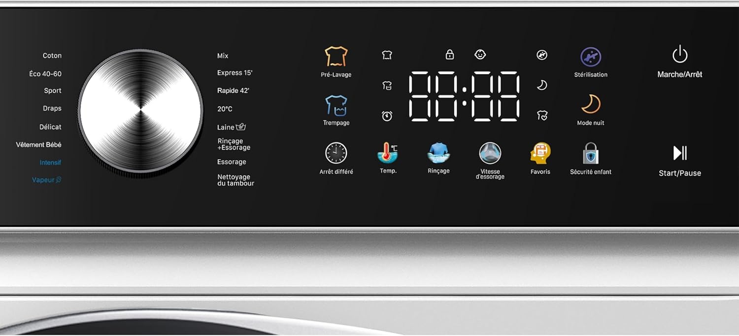 GEDTECH - Lave-linge frontal 9Kg LED - 1400tr/mn, 16 programmes, éco GLLPS91400WH