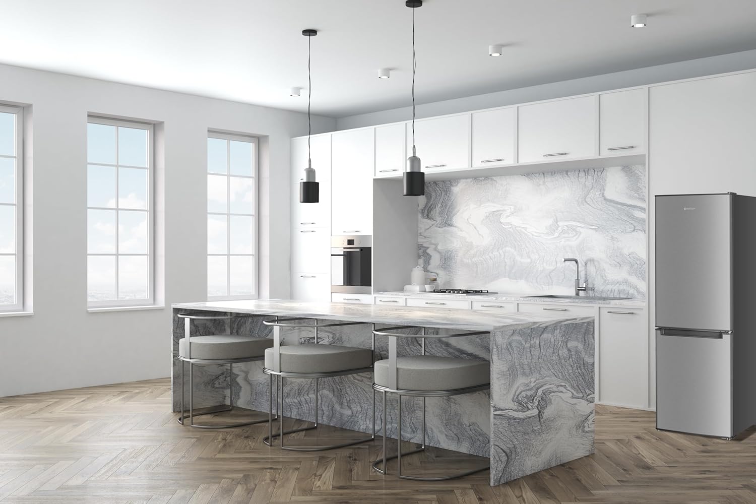 GEDTECH - Réfrigérateur combiné 173L, congélateur bas, 143cm, GCB173SL