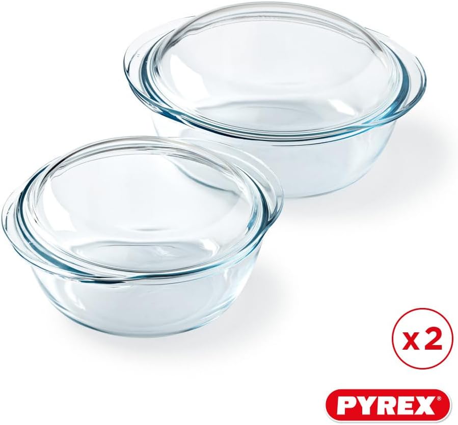 Pyrex - 4 In 1 Cocottes - 1.6L & 2.3L - Verre borosilicate, cuisson vapeur