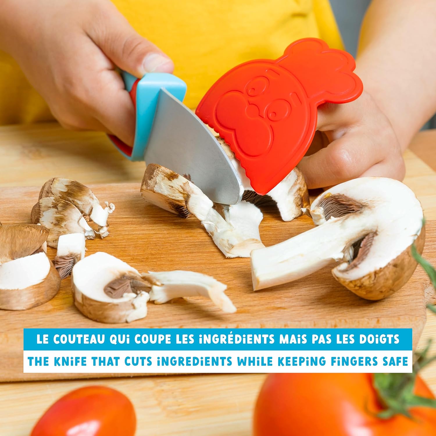 Chefclub Kids - Kit couteau cuisine enfant acier inox, sécurité, bleu/rouge