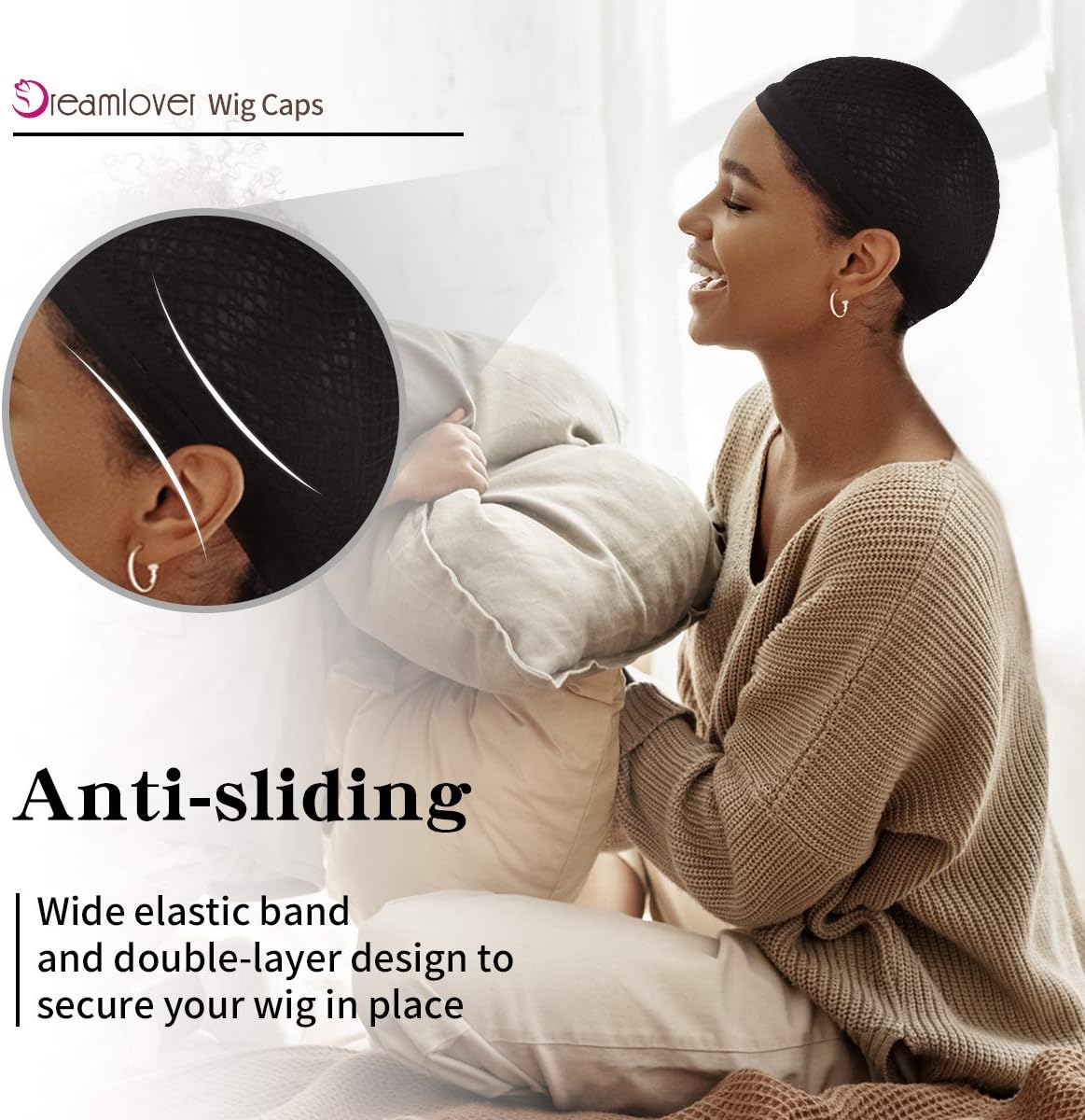 Dreamlover - filet à perruque, 2 pièces, maille noire, confortable