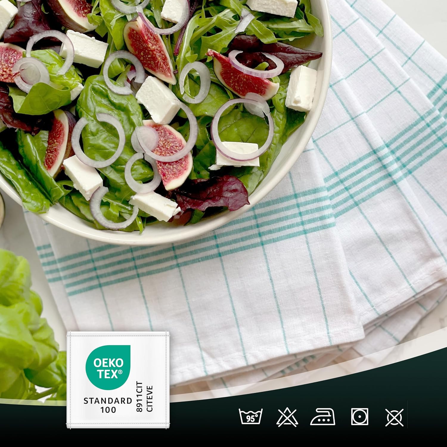 ZOLLNER - torchons 5 pièces - 50x70 cm - 100 % coton, vert