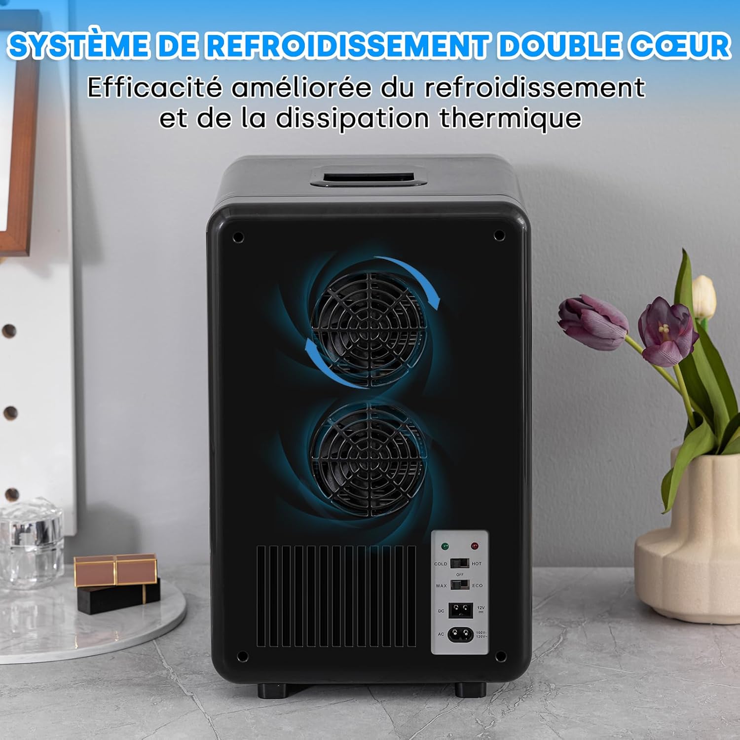 Enventor - Mini frigo 15L - 28x33x22cm - silence, double usage