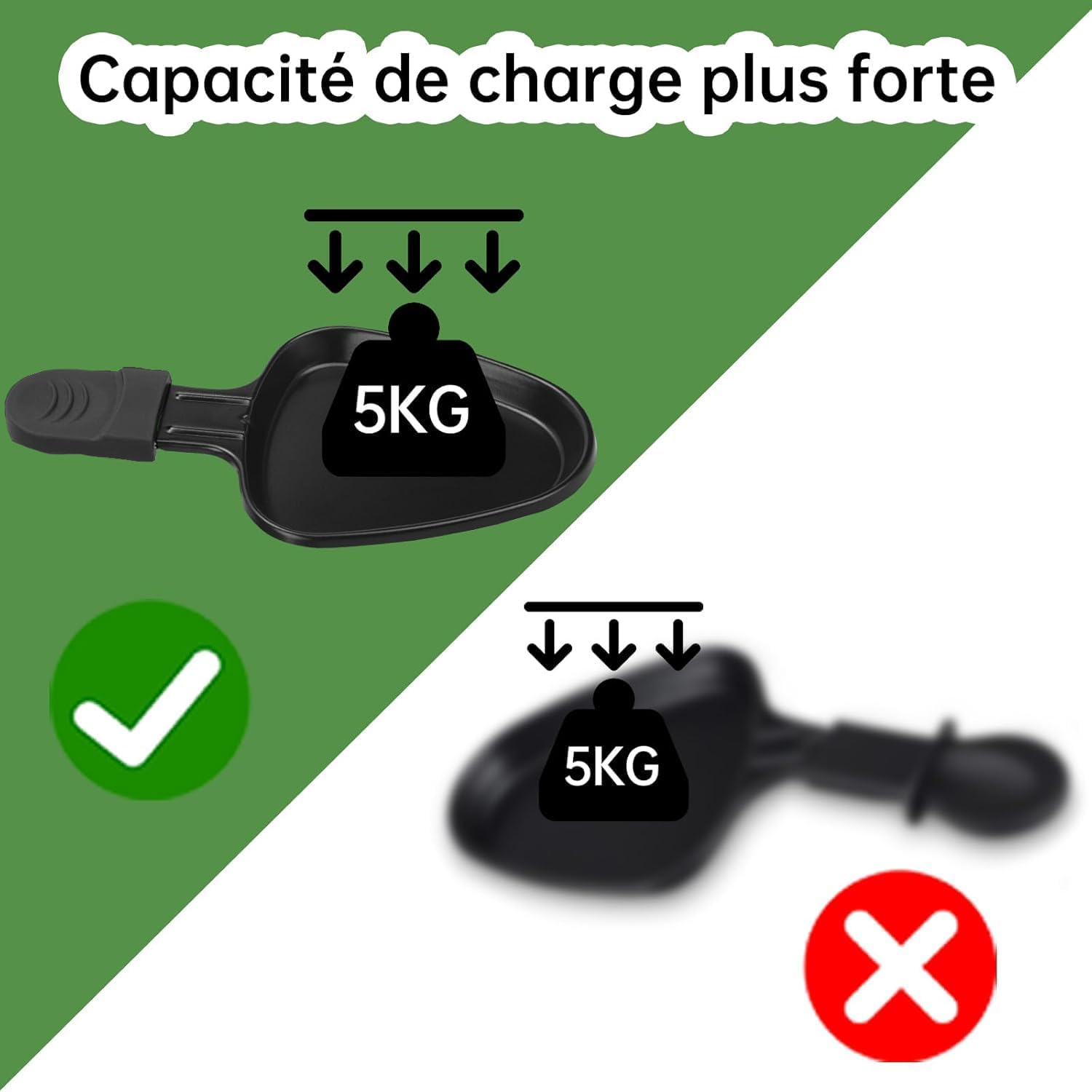 Poêlon à raclette - 8 pièces, triangle, revêtement antiadhésif, poignées isolées, 8 pelles