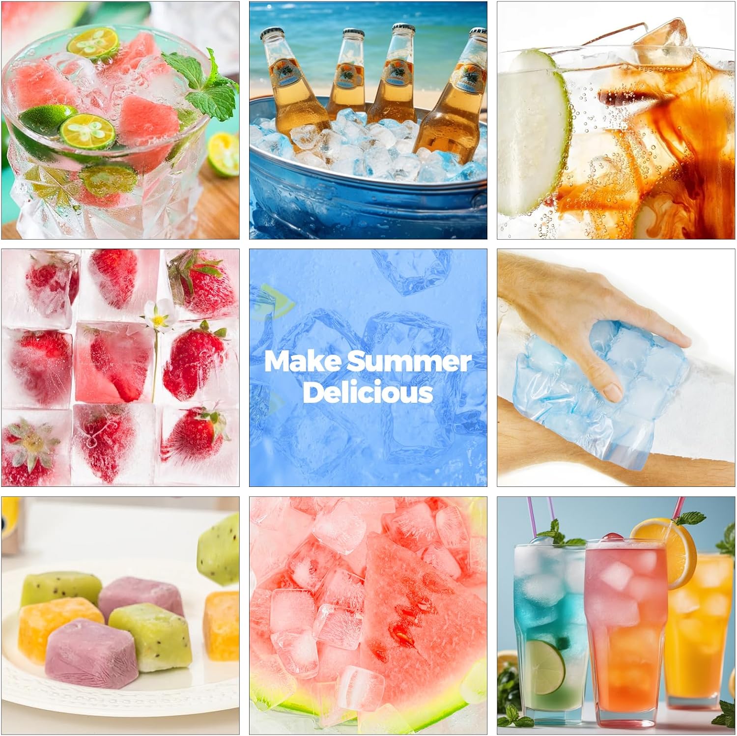 Bacs à glaçons silicone - 4 pièces - 4 couleurs - sans BPA, couvercle, LFGB