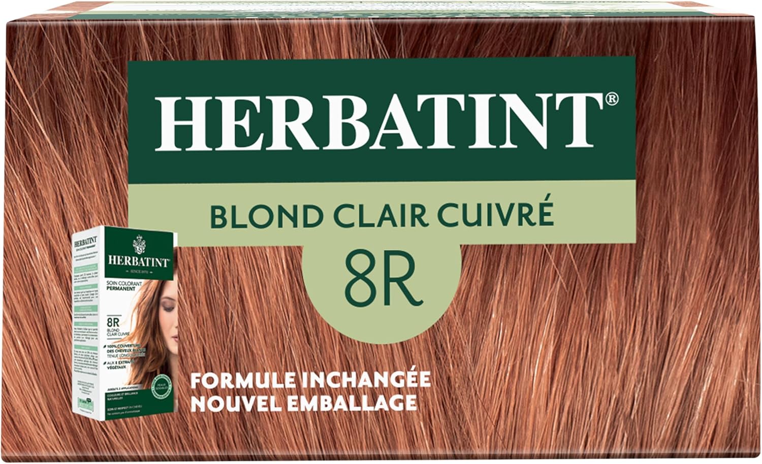 Herbatint - Soin colorant cheveux 8R - 170ml - Sans ammoniaque, 100% couvrant, 8 extraits bio