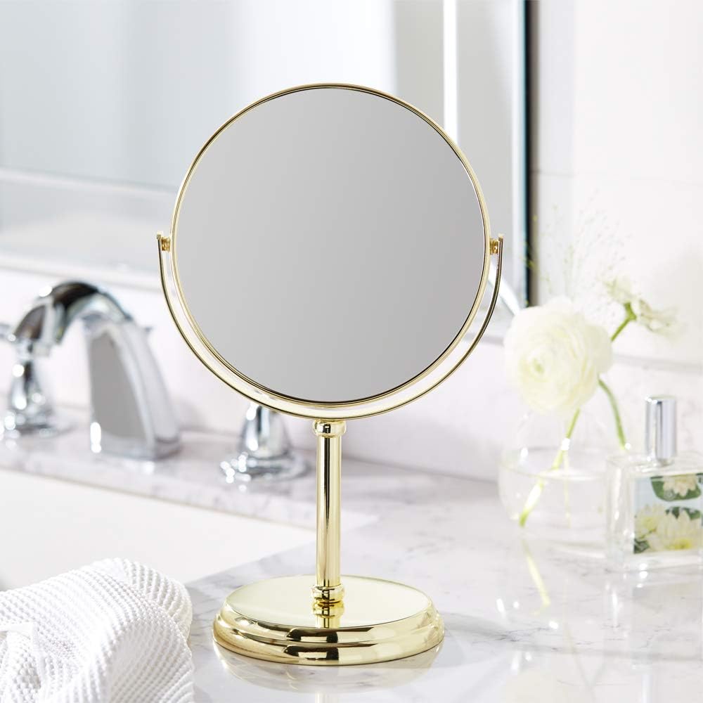 Amazon Basics - miroir de table rond, 18.3x12.5x30 cm, x1/x5, doré