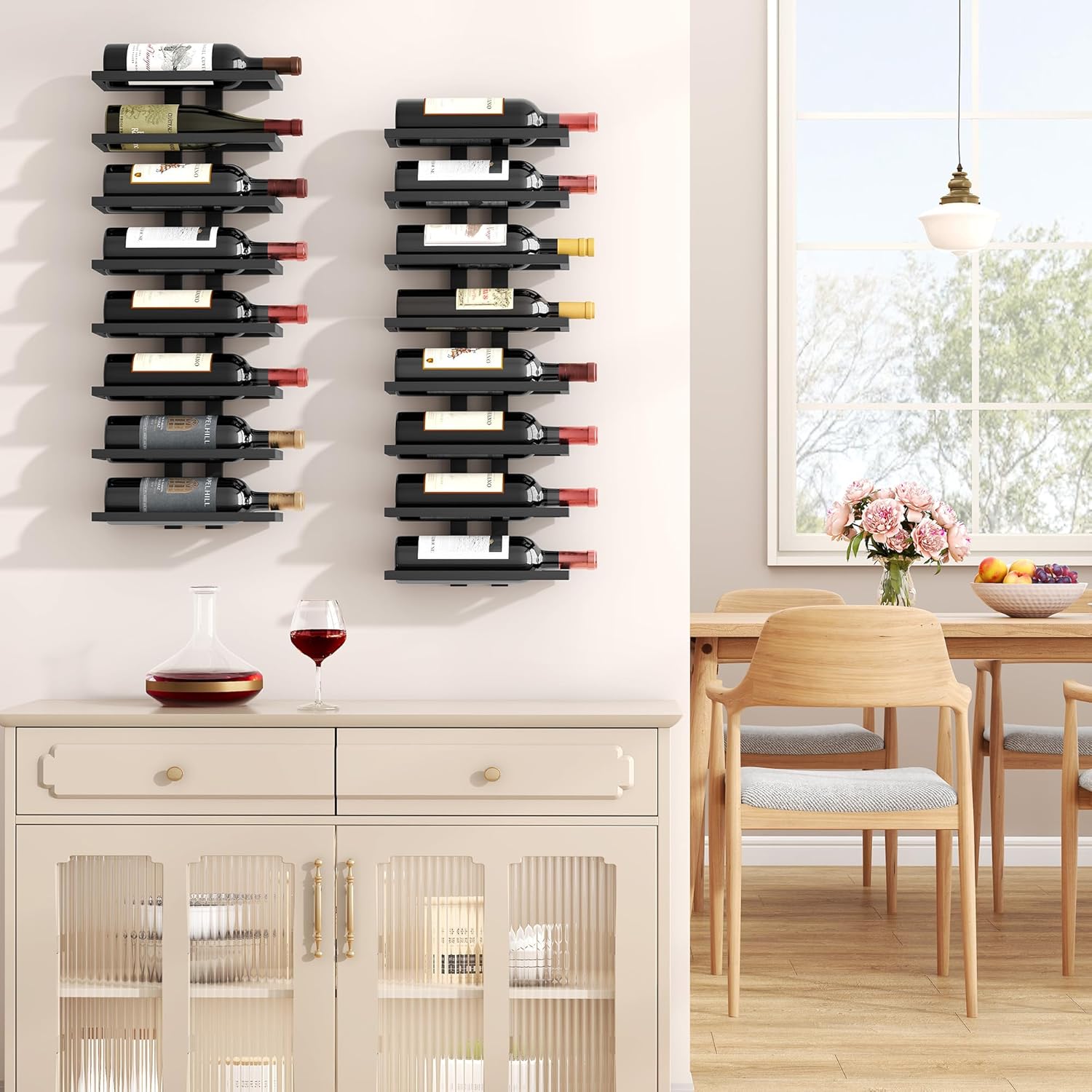 Favoosty – Étagère à vin murale, métal, 8 niveaux, noire, FAVOOSTY