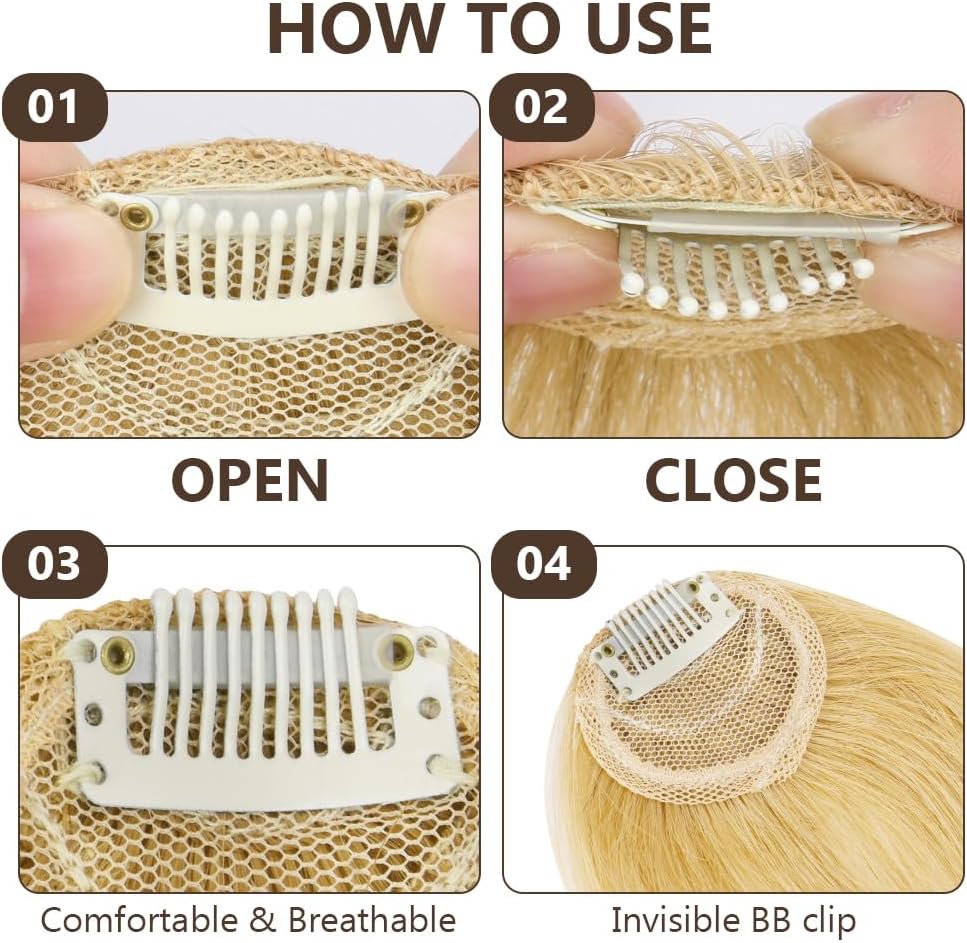 LOPHE - Frange à clip tressée - cheveux humains - Or - Air Bangs