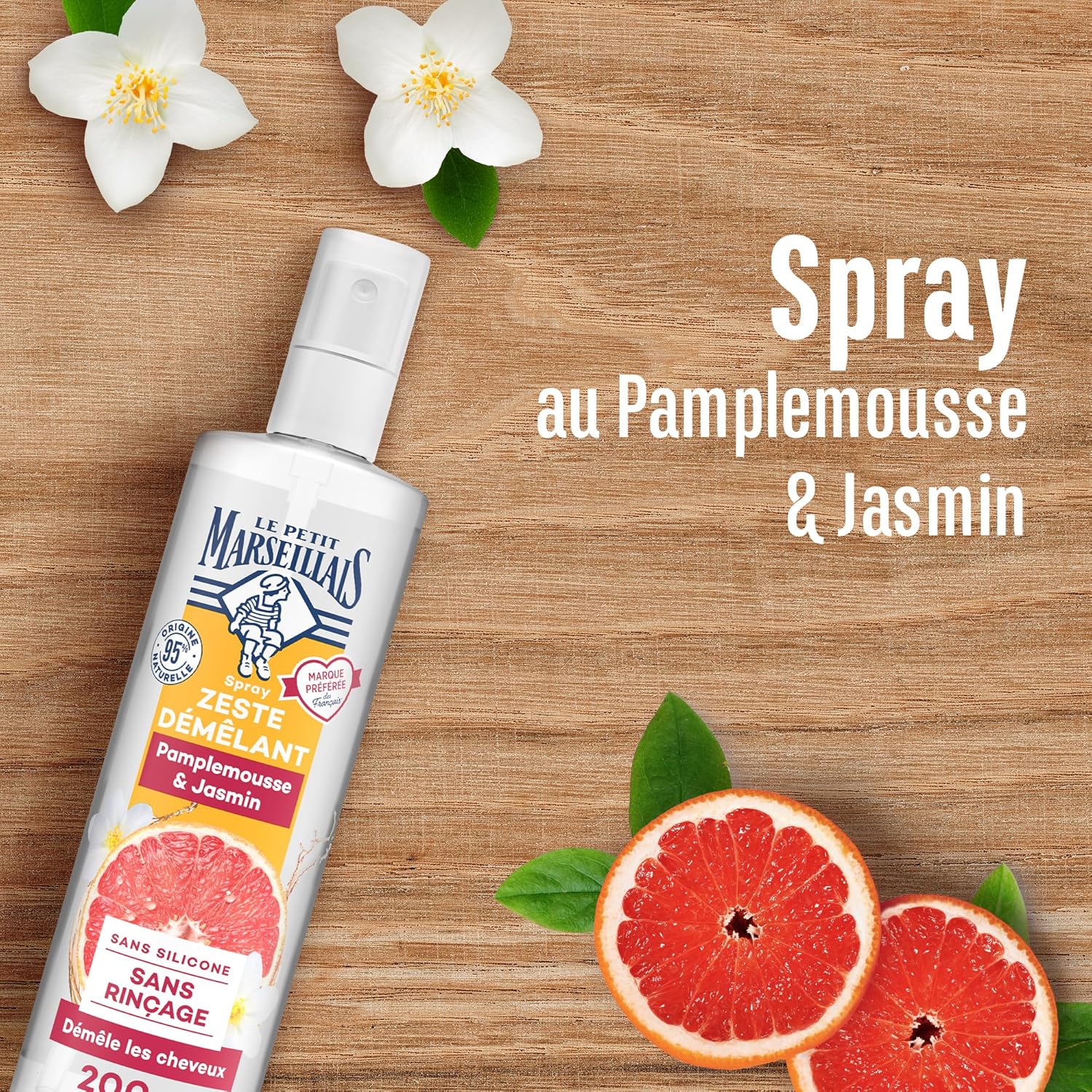Le Petit Marseillais - Spray Démêlant Zeste - 200ml - soin sans rinçage, 95% naturel