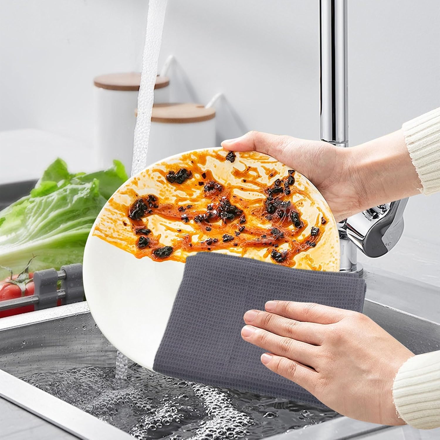 Torchons de cuisine – lot de 4 – 45x65cm – 100% coton, super absorbants