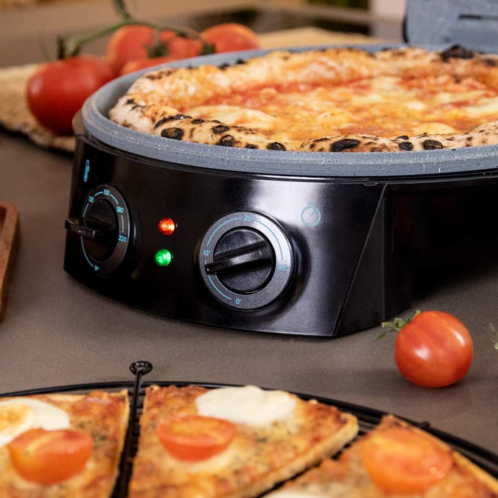 Cecotec - Fun Pizza&Co - Ø31cm - four électrique, 1800W, revêtement Rockstone, ouverture 180°, minuterie 30min