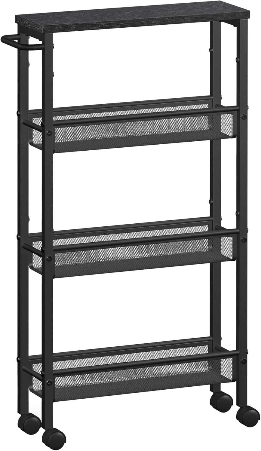 VASAGLE - Desserte 4 niveaux - 13x45,4x77cm - acier, roulettes, poignée - LRC032B04