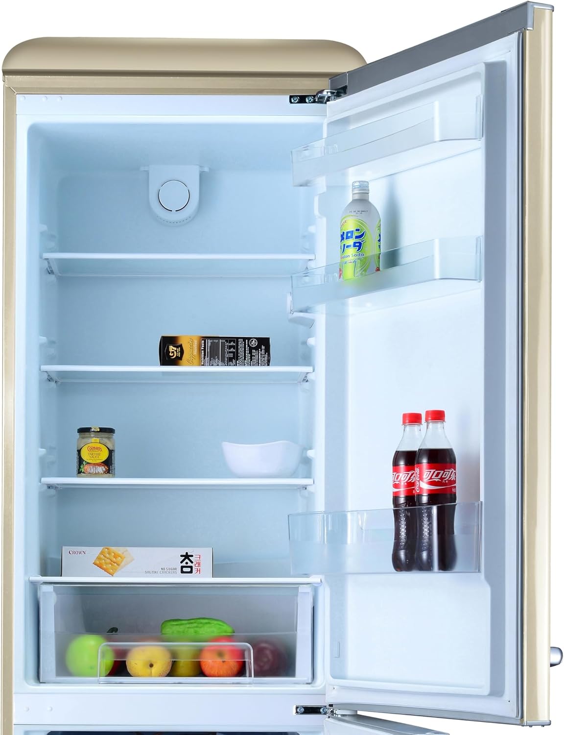 GEDTECH - réfrigérateur combiné vintage bas, 310L, crème, faible conso, GCBV310CR