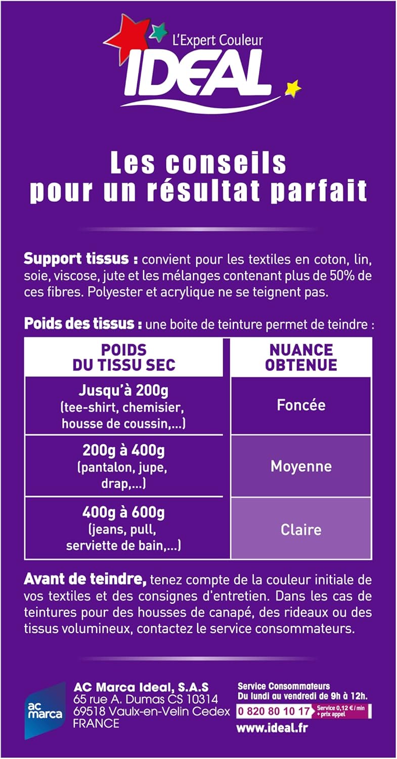 IDEAL - Kit Teinture Mini Violet - 230g - Textile longue tenue, dès 30°C