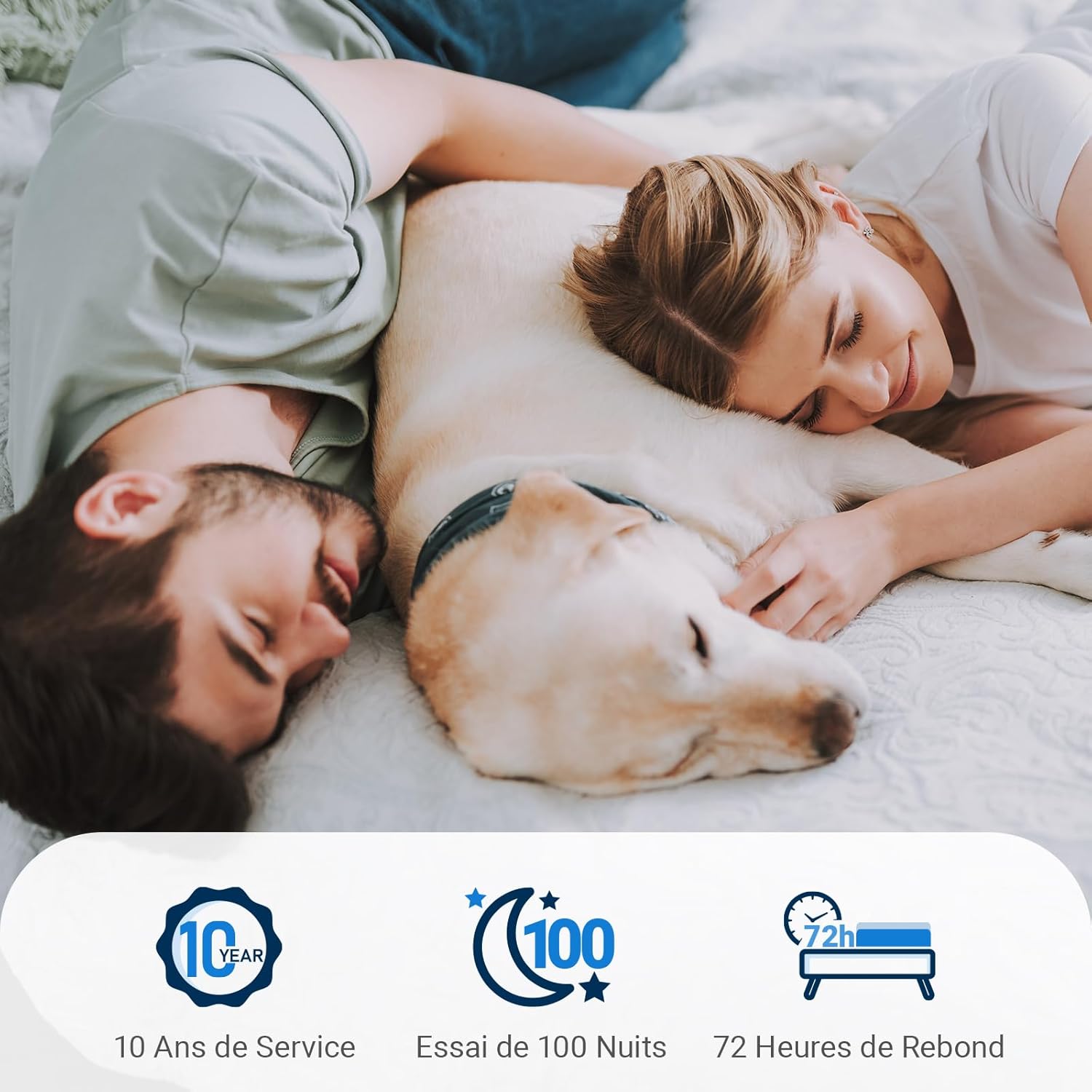 Avenco - Matelas mousse bambou 7 zones 90x190cm, H3/H4, housse amovible