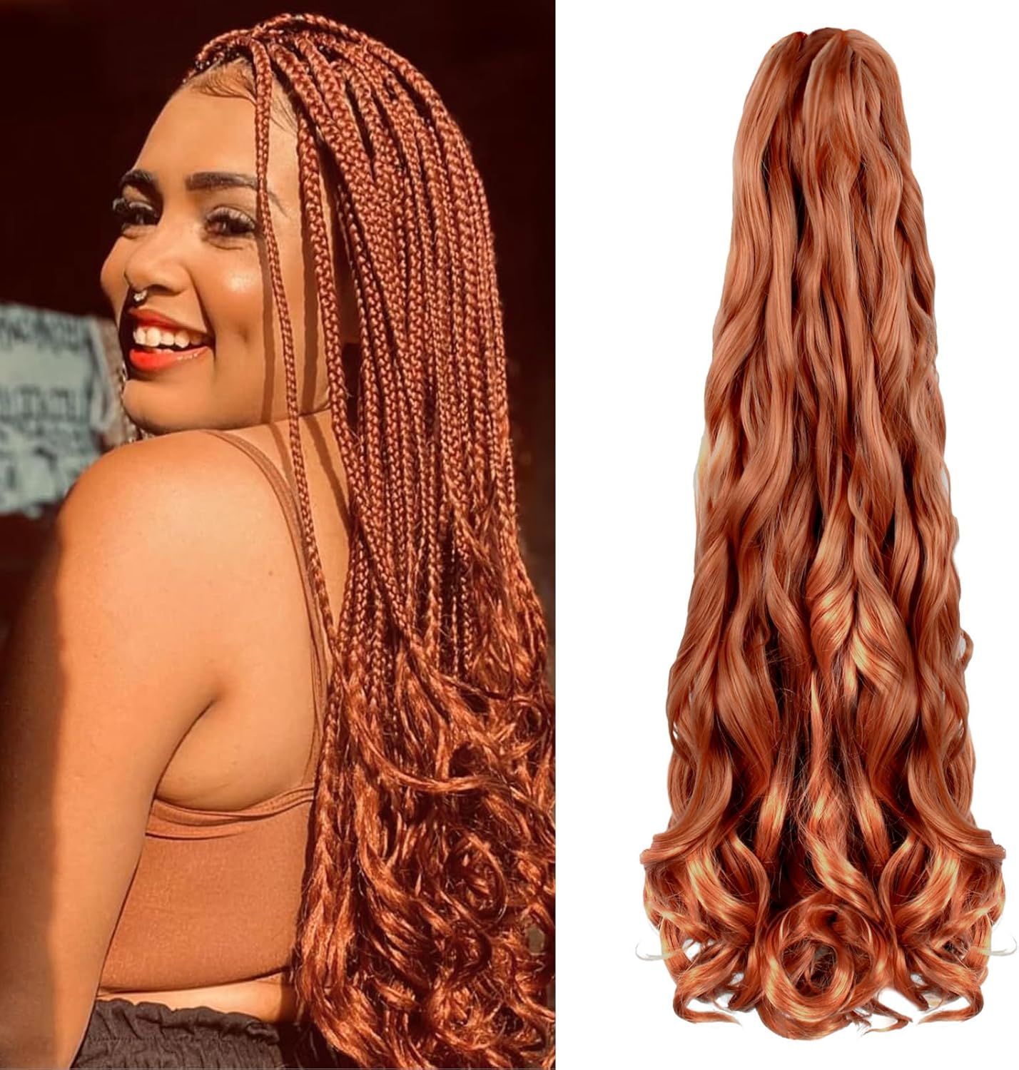 Enbeautiful - French Curl - 24 pouces - 8 paquets, mèches ondulées, pré-étirées