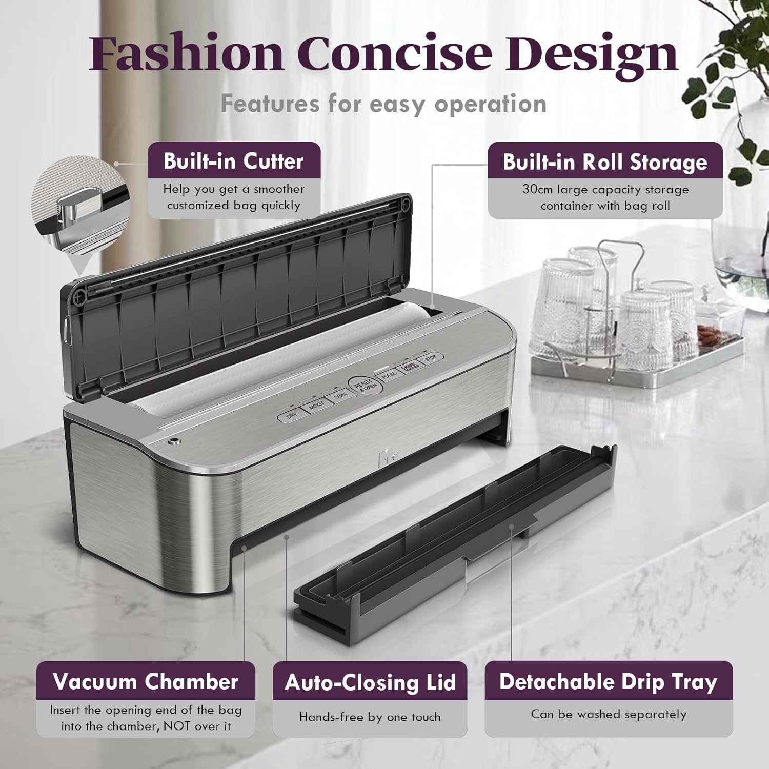 Mesliese - machine sous vide - 85 kPa, 120W, coupe-sac, 2 rouleaux