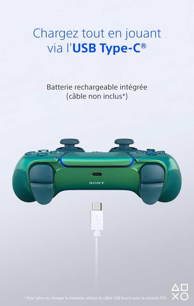 Sony - Manette DualSense PS5 - sans fil, haptique, micro, Chroma Teal