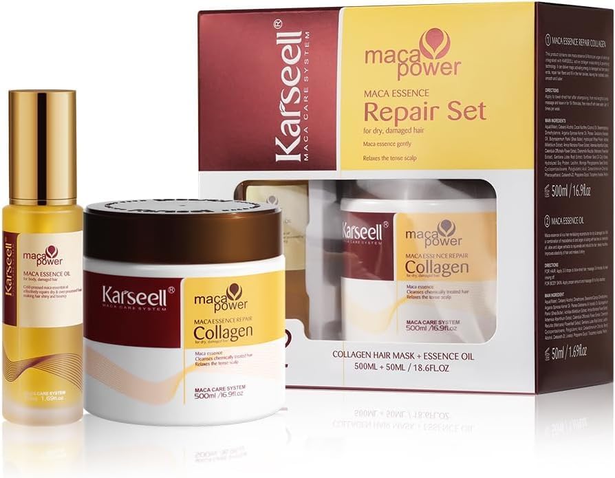 Karseell - Collagen Masque & Huile Cheveux - 500ml+50ml - réparateur cheveux secs et abîmés