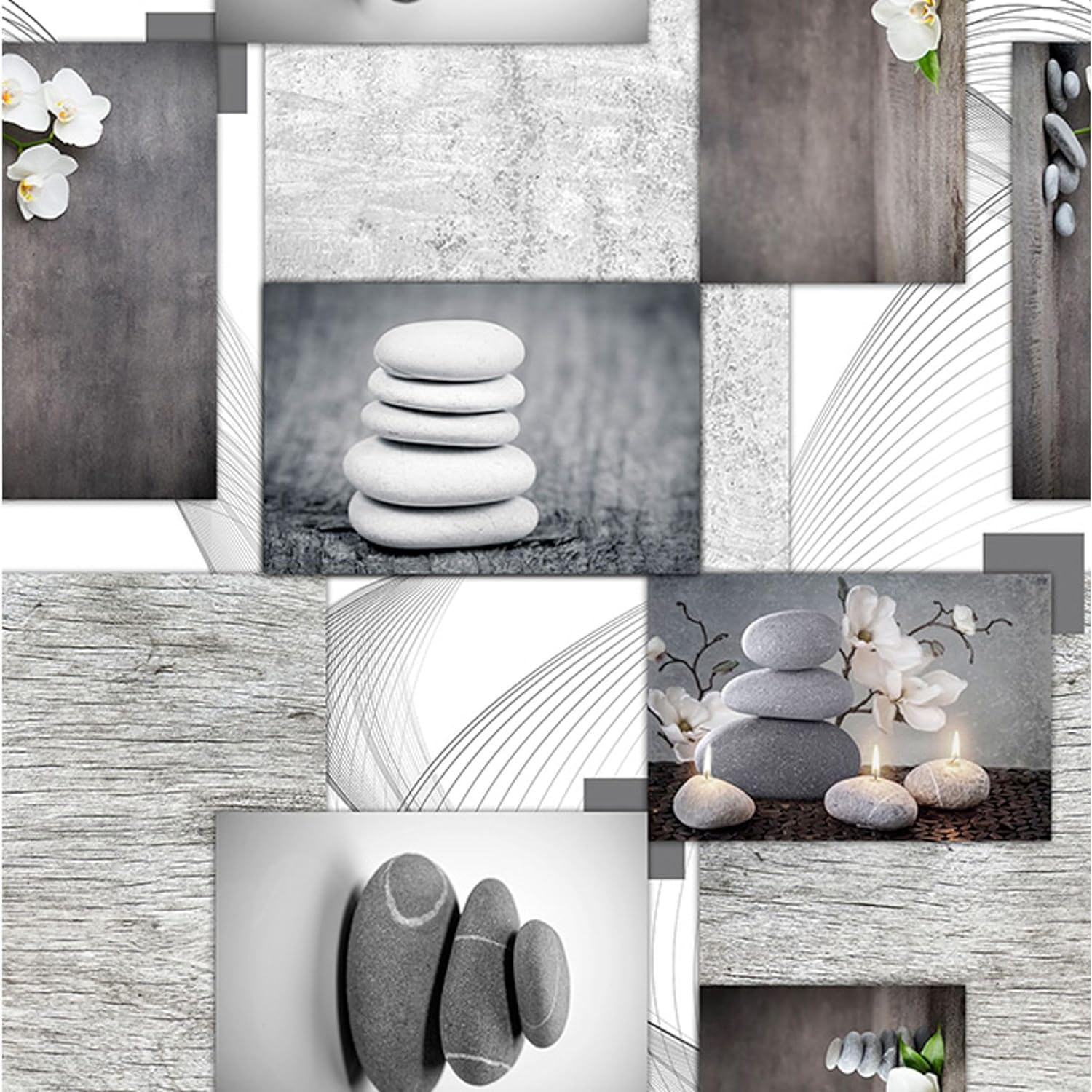 Nappe en toile cirée - Zen Pierres - 220x140 cm - résistante, imperméable