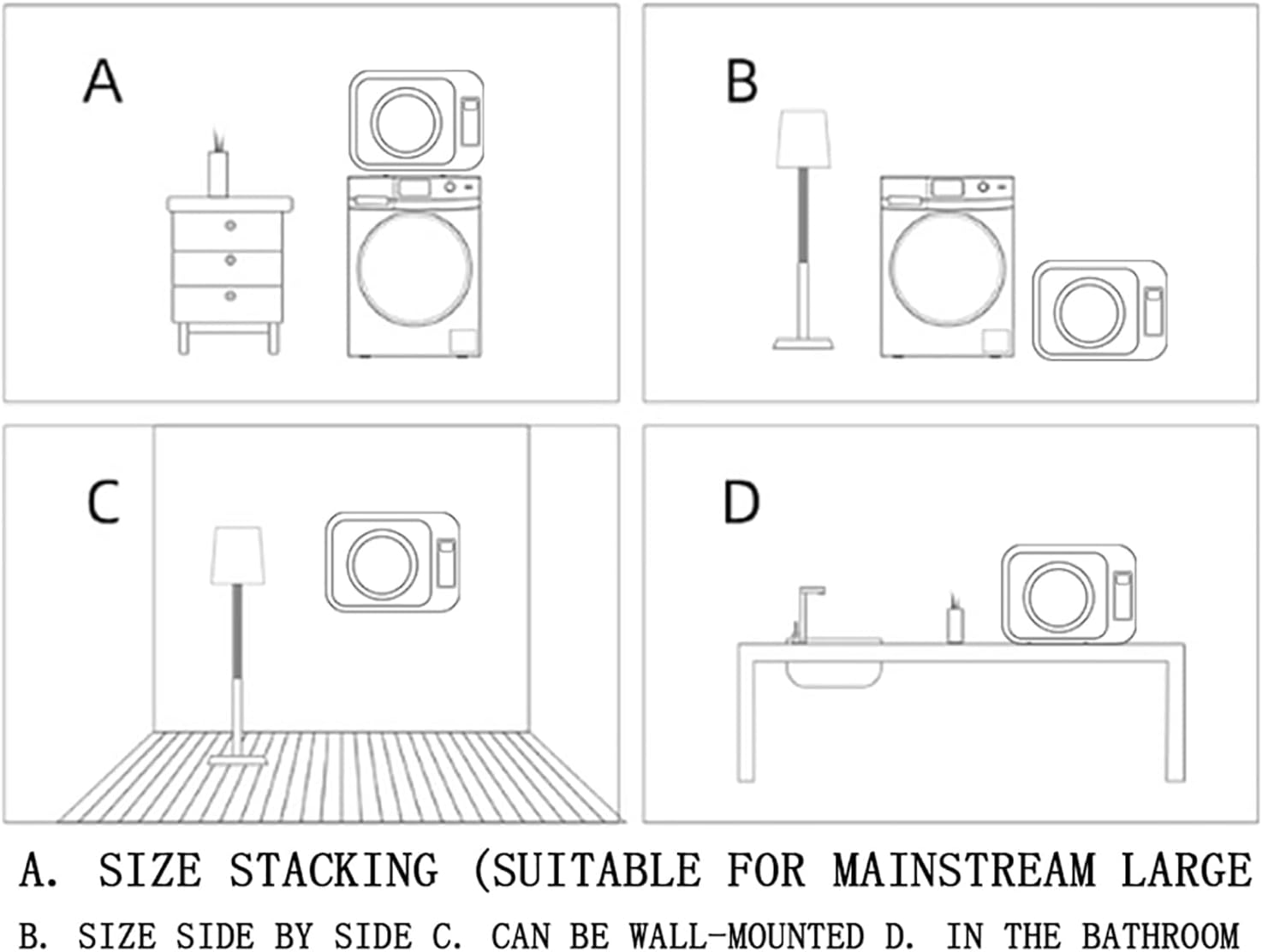 ERICAT - sèche-linge portable LCD, mini tambour inox, 3 modes, compact