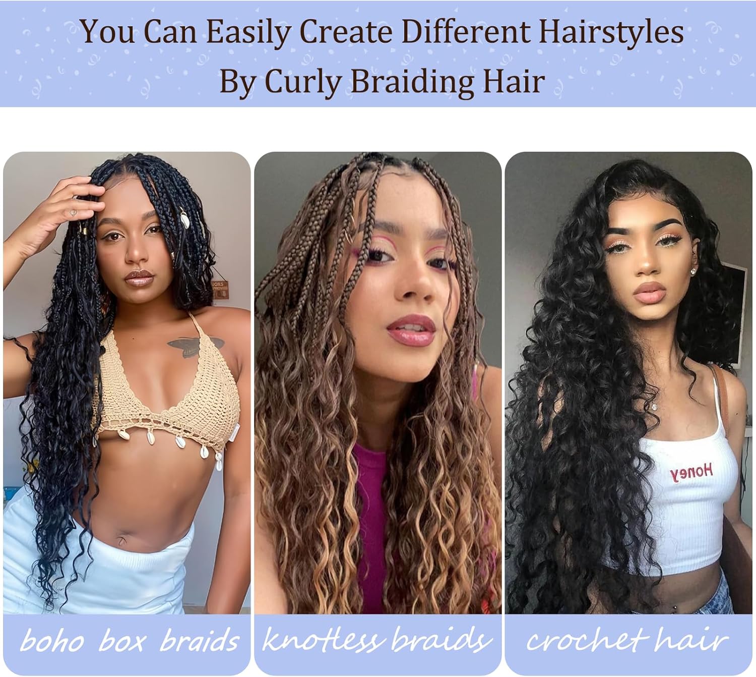 Extensions cheveux - Ocean Wave deep wave - 22 pouces, lot de 3, synthétiques, T4/30#