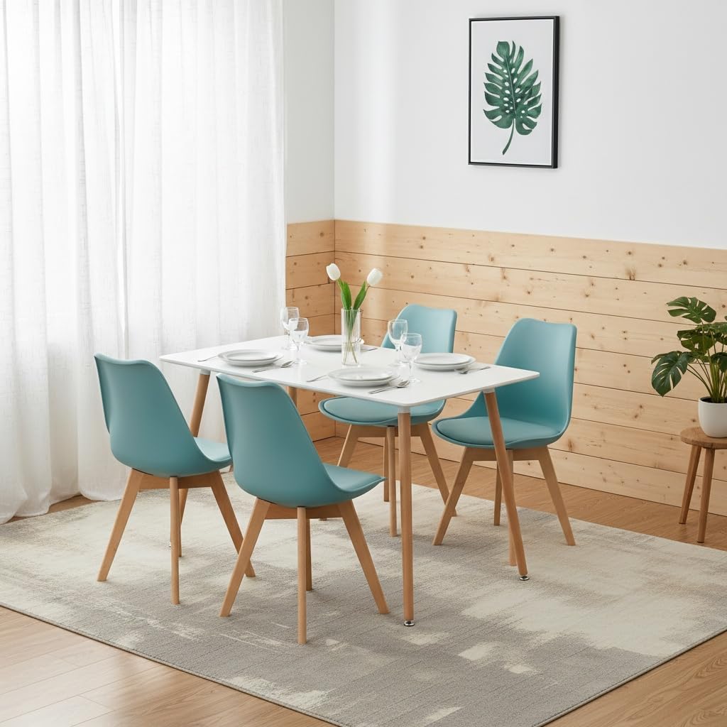 EGGREE - Lot 4 chaises scandinaves - bois hêtre - assise rembourrée