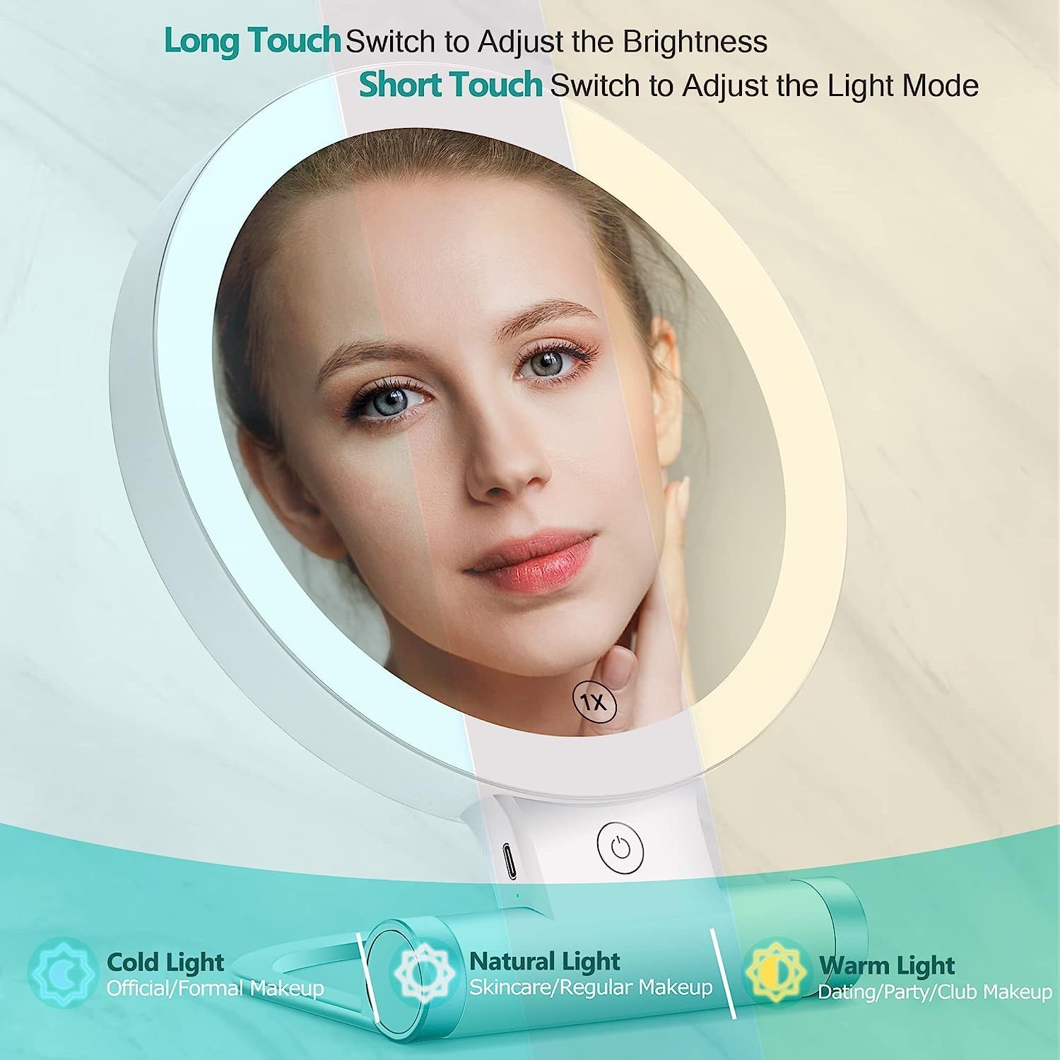 B Beauty Planet - miroir grossissant double face 20x/1x - éclairage LED, écran tactile