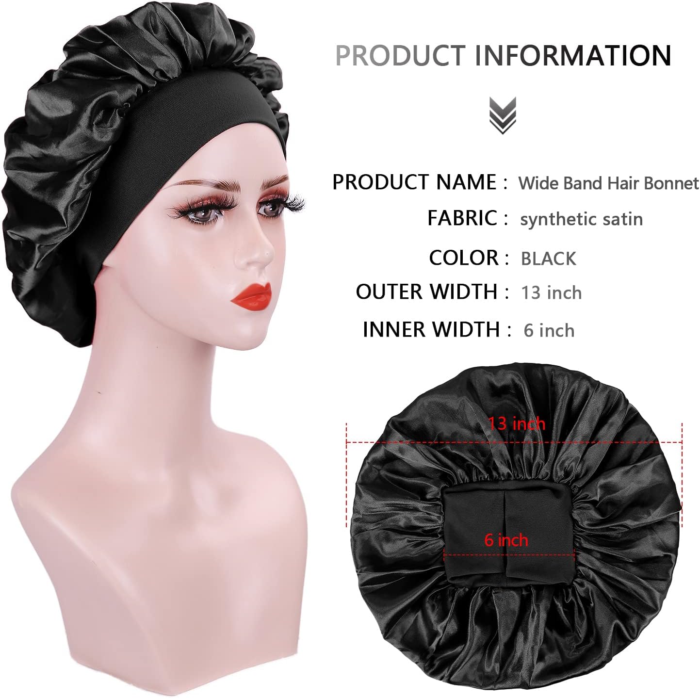 Bonnet satin cheveux - lot de 2 - taille adulte - protection nuit, douceur