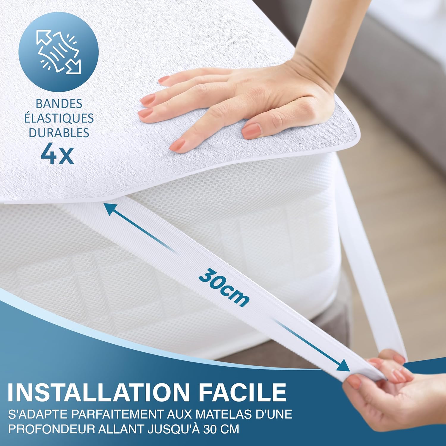 Utopia Bedding - protège-matelas imperméable - 160x200 cm - Oeko TEX, coins élastiques, respirant