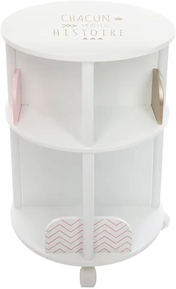 Atmosphera - Bibliothèque enfant ronde - blanc/rose H59 cm - design compact
