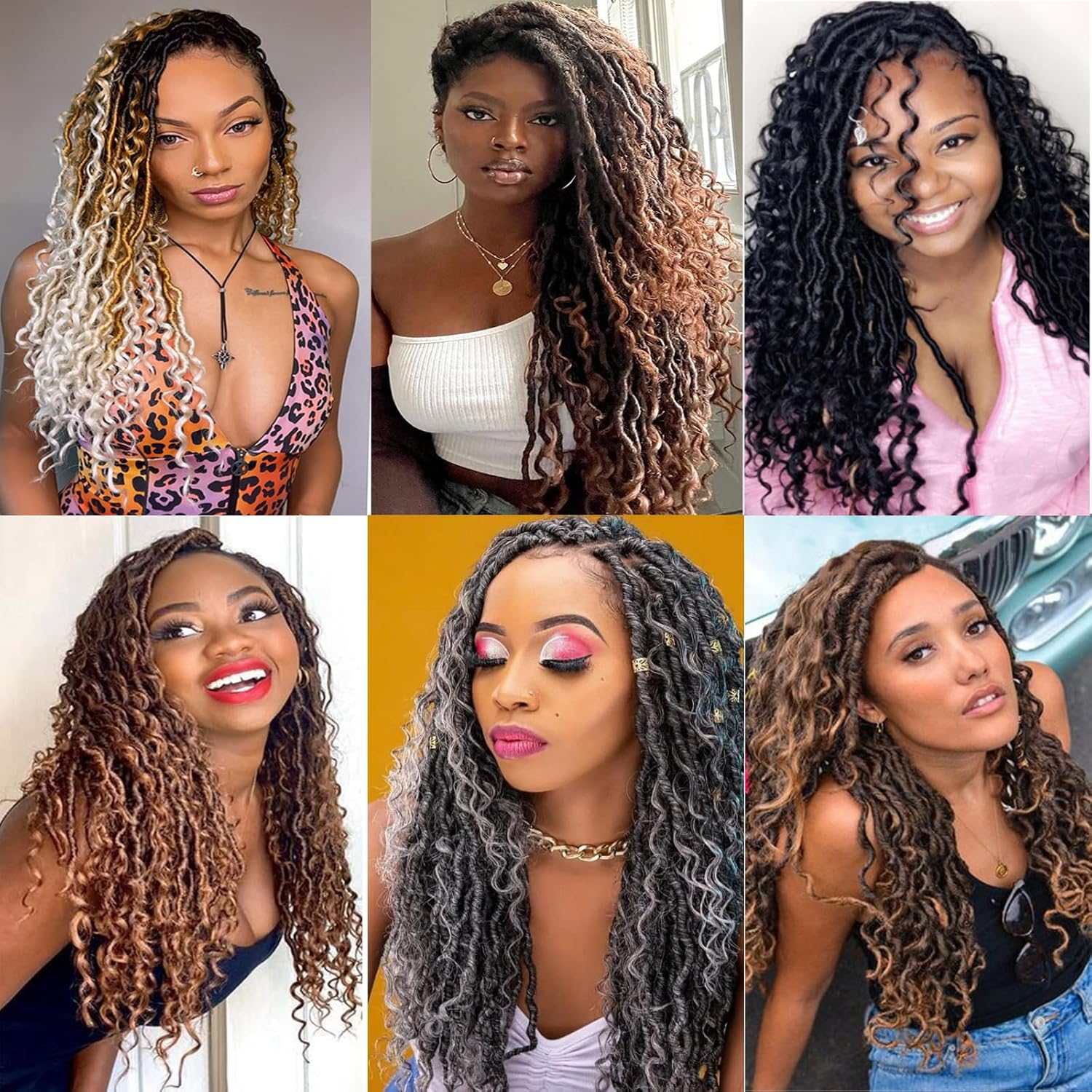 Xtrend - Bohemian Faux Locs - 24 pouces - 8 packs, wavy, pré-bouclés, 12 mèches - T30#