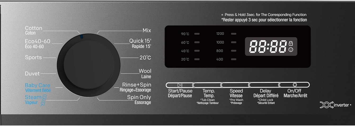 GEDTECH - Lave-linge frontal 7kg, 1200 tr/mn, 16 programmes, éco, GLL71200BL