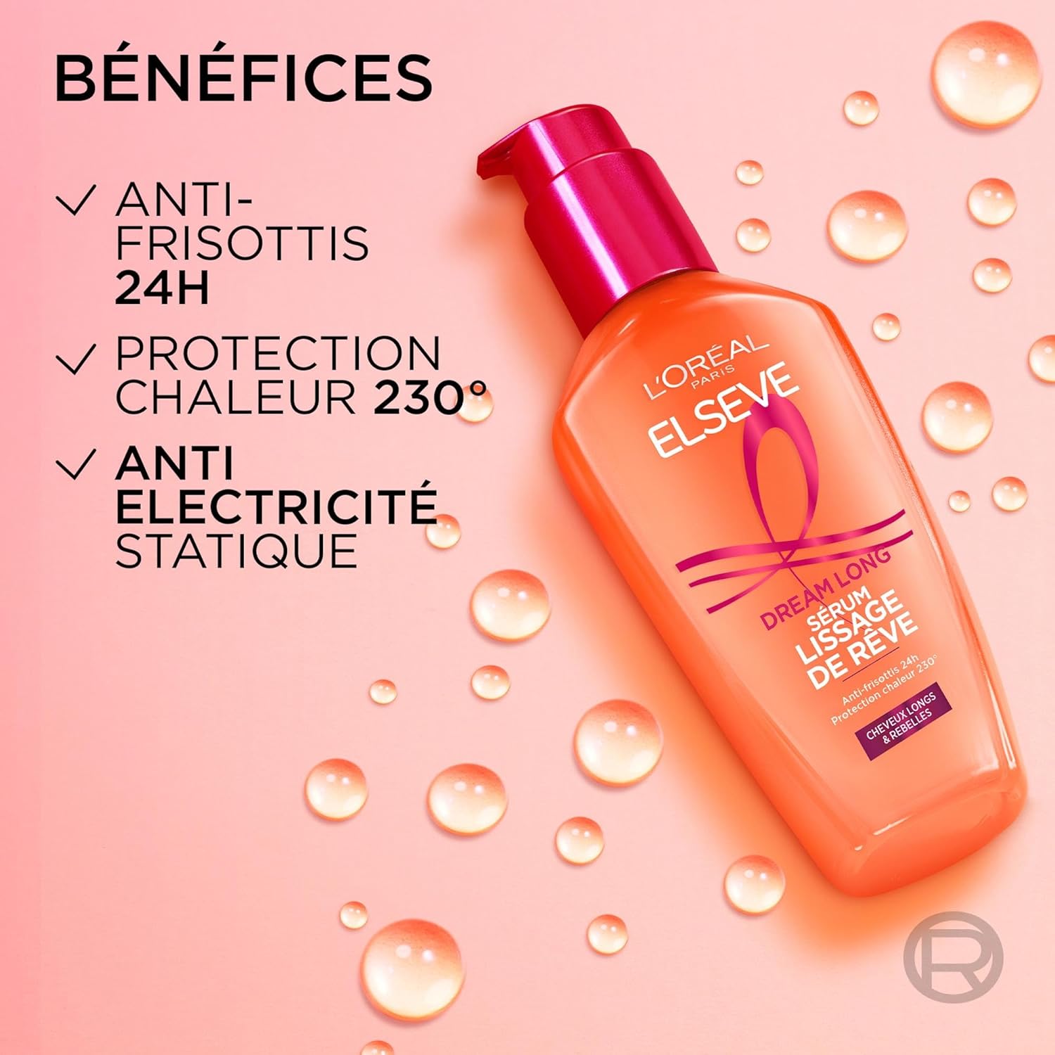 L'Oréal Paris - Dream Long - 100 ml - Sérum lissant, protecteur chaleur 230°, anti-frisottis, kératine végétale, beurre 