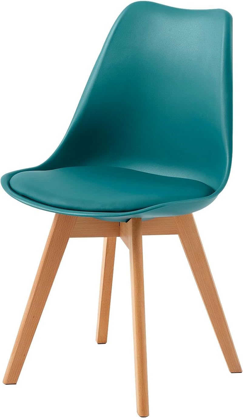 EGGREE - lot de 4 chaises scandinaves - assise rembourrée, pieds bois, coloris variés