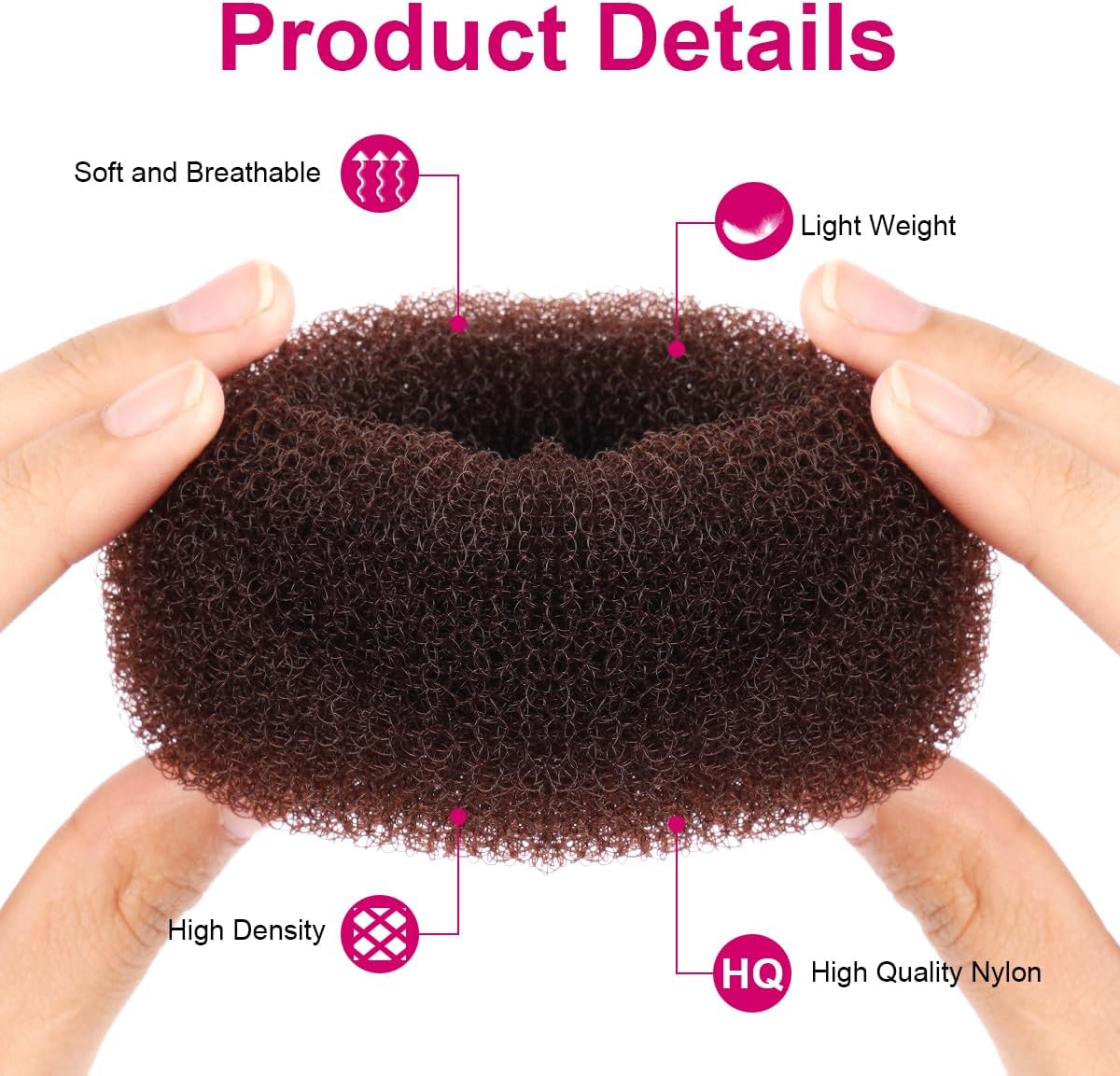 URAQT - chignon machine à pain - 6/8/10/12cm - 4 donuts chignons, 30 épingles